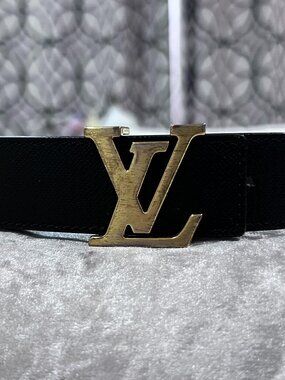 Louis Vuitton Reversible Monogram Belt Black Leather Gold LV Buckle